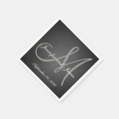 Elegantes Chalkboard Monogramm Papier Napkins Serviette (Ecke)