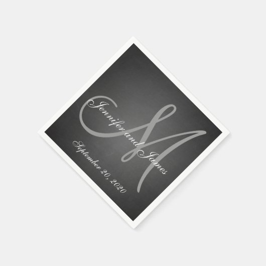 Elegantes Chalkboard Monogramm Papier Napkins Serviette (Ecke)