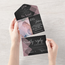 Elegantes Chalkboard Pastel Monogram Foto Hochzeit