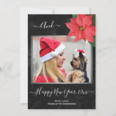 Elegantes Chalkboard Poinsettia Weihnachtsfest Fot Feiertagskarte (Rückseite)