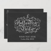 Elegantes Chalkboard Pumpkin-Halloween-Party Einladungspostkarte (Vorne/Hinten)
