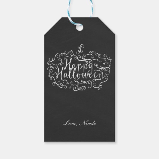 Elegantes Chalkboard Pumpkin Happy Halloween Party Geschenkanhänger (Vorderseite)