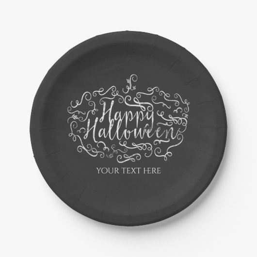 Elegantes Chalkboard Pumpkin Happy Halloween Party Pappteller (Vorderseite)