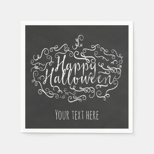 Elegantes Chalkboard Pumpkin Happy Halloween Party Serviette (Vorderseite)