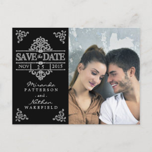 Elegantes Chalkboard Save the Date Foto Postkarte