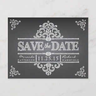 Elegantes Chalkboard Save the Date Hochzeit Postka Ankündigungspostkarte
