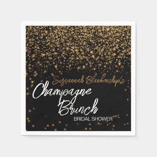 Elegantes Champagne Brunch Brautparty Gold Bokeh Serviette (Vorderseite)