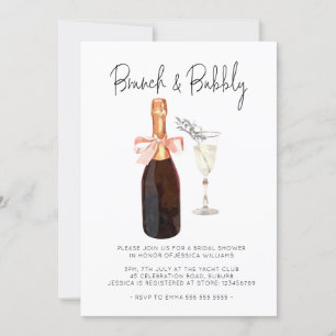 Elegantes Champagne Brunch & Bubbly Brautparty  Einladung