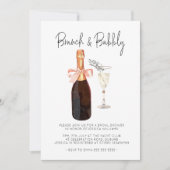 Elegantes Champagne Brunch & Bubbly Brautparty Einladung (Vorderseite)