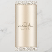 Elegantes Champagne Damask Wedding Menu Menükarte (Rückseite)