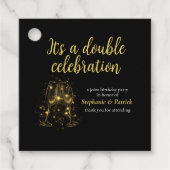 Elegantes Champagne Double Celebration Joint Party Geschenkanhänger (Vorderseite)
