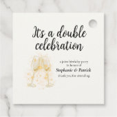 Elegantes Champagne Double Celebration Joint Party Geschenkanhänger (Rückseite)