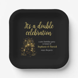 Elegantes Champagne Double Celebration Joint Party Pappteller