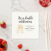 Elegantes Champagne Double Celebration Joint Party Serviette (Beispiel)