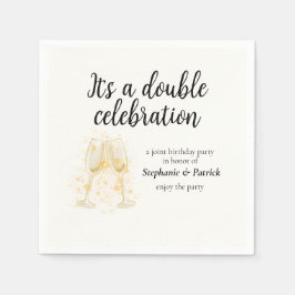 Elegantes Champagne Double Celebration Joint Party Serviette