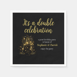 Elegantes Champagne Double Celebration Joint Party Serviette