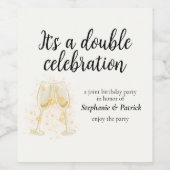 Elegantes Champagne Double Celebration Joint Party Weinetikett (Einzelnes Label)
