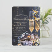 Elegantes Champagne Glass Weihnachts-Party Einladung (Stehend Vorderseite)
