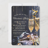 Elegantes Champagne Glass Weihnachts-Party Einladung (Vorderseite)