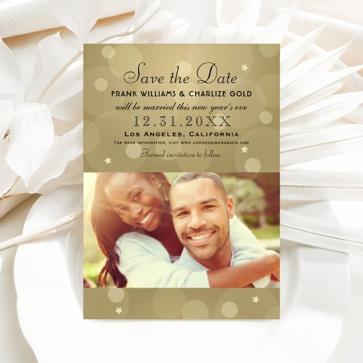 Elegantes Champagne Gold Black Wedding Foto Save The Date