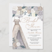 Elegantes Champagne Silver Brautparty Dress Einladung (Vorderseite)