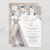 Elegantes Champagne Silver Brautparty Dress Einladung (Vorne/Hinten)