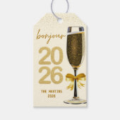 Elegantes Champagne Silvester Geschenkanhänger (Vorderseite)