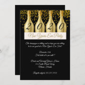 Elegantes Champagne Silvester Party Einladung (Vorne/Hinten)
