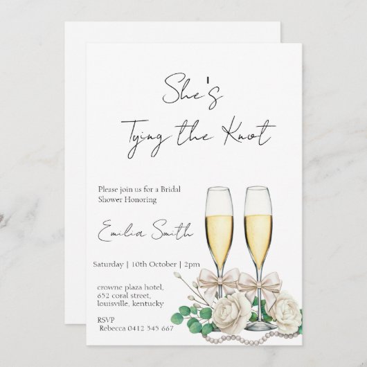 Elegantes Champagner-Brautparty Einladung (Vorne/Hinten)