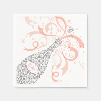 Elegantes Champagner-Flaschenpapier Napkin 2 Serviette