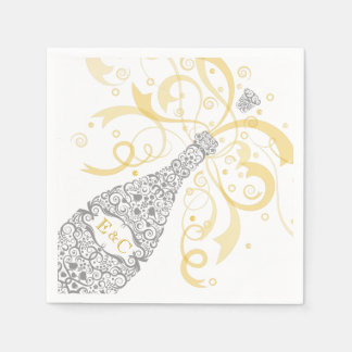 Elegantes Champagner-Flaschenpapier Napkin Serviette
