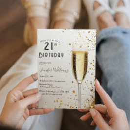 Elegantes Champagner-Glass 21. Geburtstags-Party Einladung