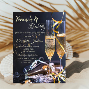 Elegantes Champagner Glass Brunch & Bubbly Bridal Einladung