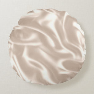 Elegantes Champagner Gold Elfenbein Rundes Kissen
