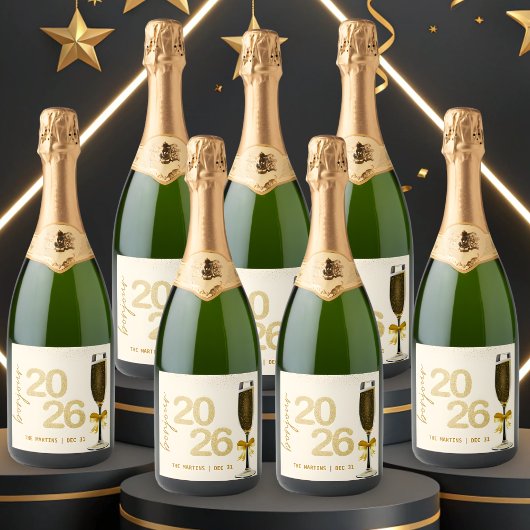 Elegantes Champagner-Silvester Schaumweinetikett