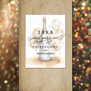 Elegantes Champagner- und Ballon-Silvester Poster