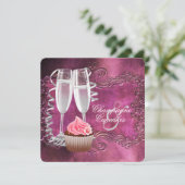 Elegantes Champagner- und Cupcake-Brautparty Einladung (Stehend Vorderseite)