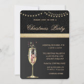 Elegantes Champagnerglass Schwarz, Weihnachts-Part Einladung (Vorderseite)