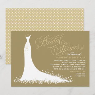 Elegantes champagnergoldenes Hochzeitskleid Brautp Einladung