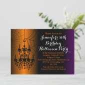 Elegantes Chandelier Birthday Halloween-Party Einladung (Stehend Vorderseite)