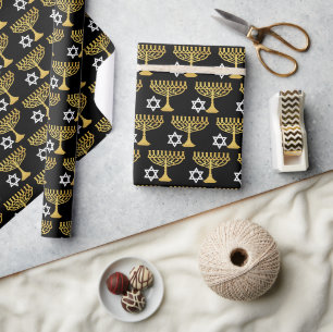 Elegantes Chanukka-Feiertagsmuster Gold Geschenkpapier