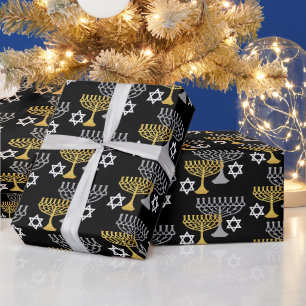 Elegantes Chanukka-Feiertagsmuster Gold Geschenkpapier