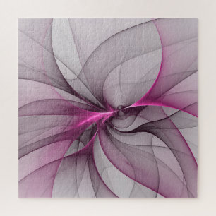 Elegantes Chaos Moderne Abstrakte Pinke Fraktal-Ku Puzzle