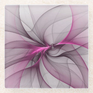 Elegantes Chaos moderne abstrakte rosa Fraktal-Kun Glasuntersetzer