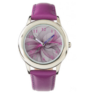 Elegantes Chaos moderne abstrakte rosa fraktale Ku Armbanduhr