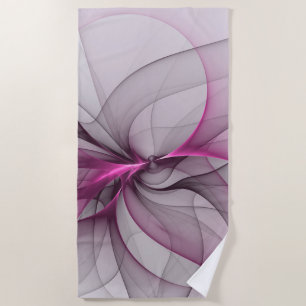 Elegantes Chaos moderne abstrakte rosa fraktale Ku Strandtuch