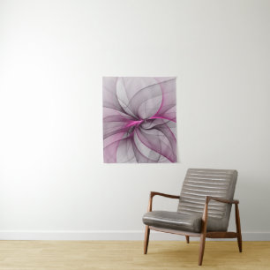 Elegantes Chaos moderne abstrakte rosa fraktale Ku Wandteppich