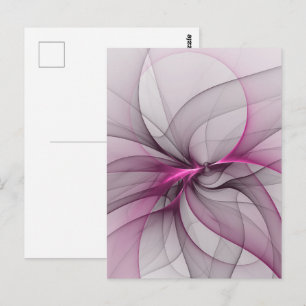 Elegantes Chaos moderne abstrakte rosa Fraktalkuns Postkarte