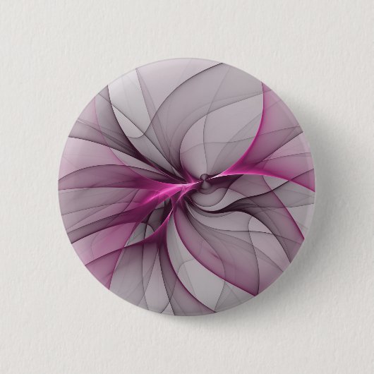 Elegantes Chaos Modernes Abstraktes Rosa Fraktal K Button (Vorderseite)