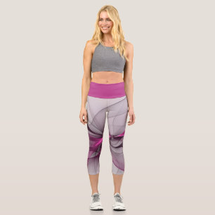 Elegantes Chaos Modernes Abstraktes Rosa Fraktal K Capri Leggings